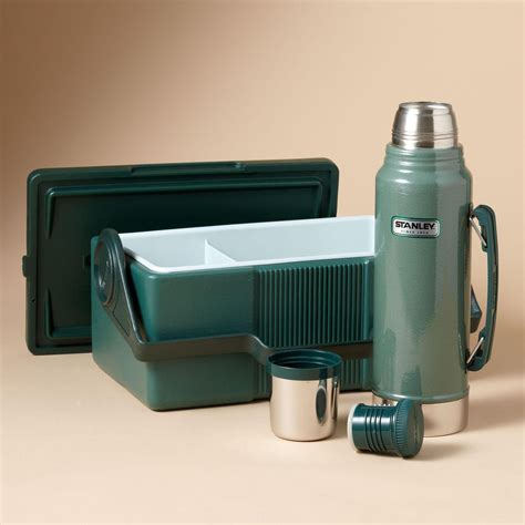 stanley adventure heritage stainless steel lunch box and bottle set|stanley lunch cooler.